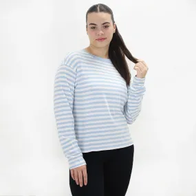 Women's Striped Casual Top,Blue/White