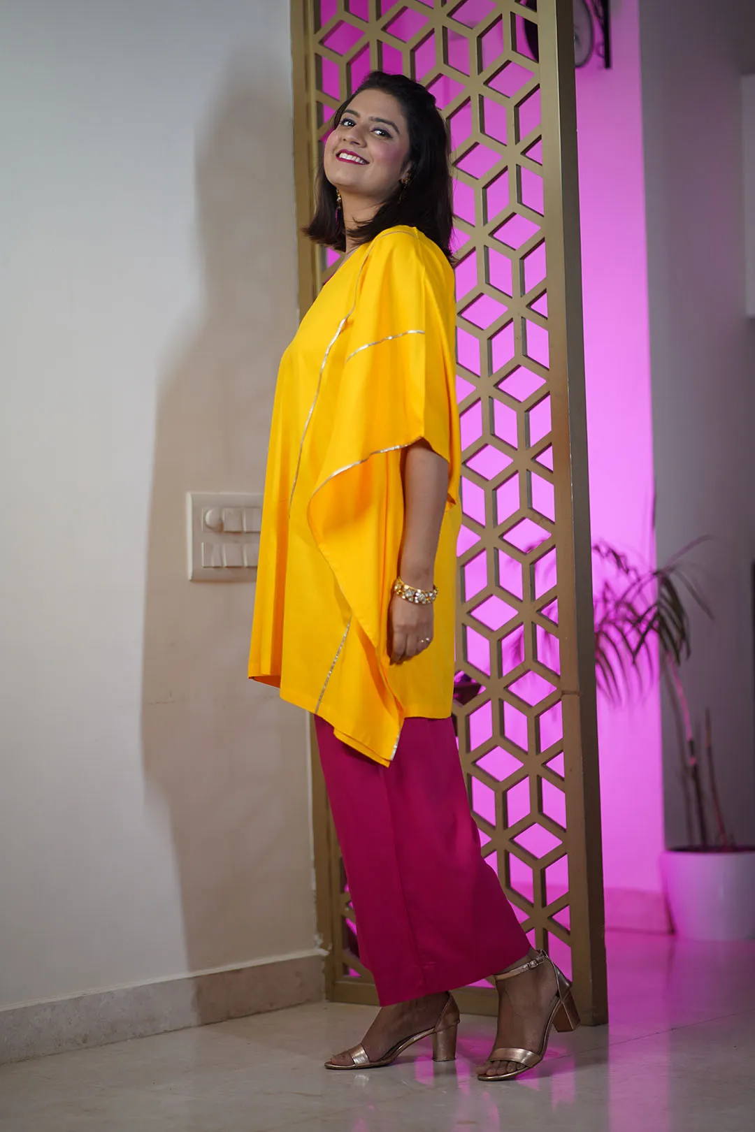 Yellow Festive Kaftan Kurta - Manjal