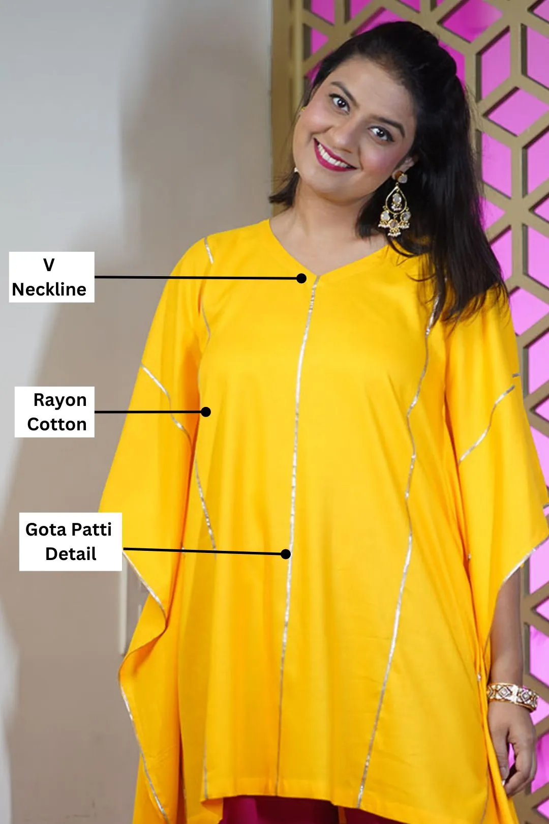 Yellow Festive Kaftan Kurta - Manjal