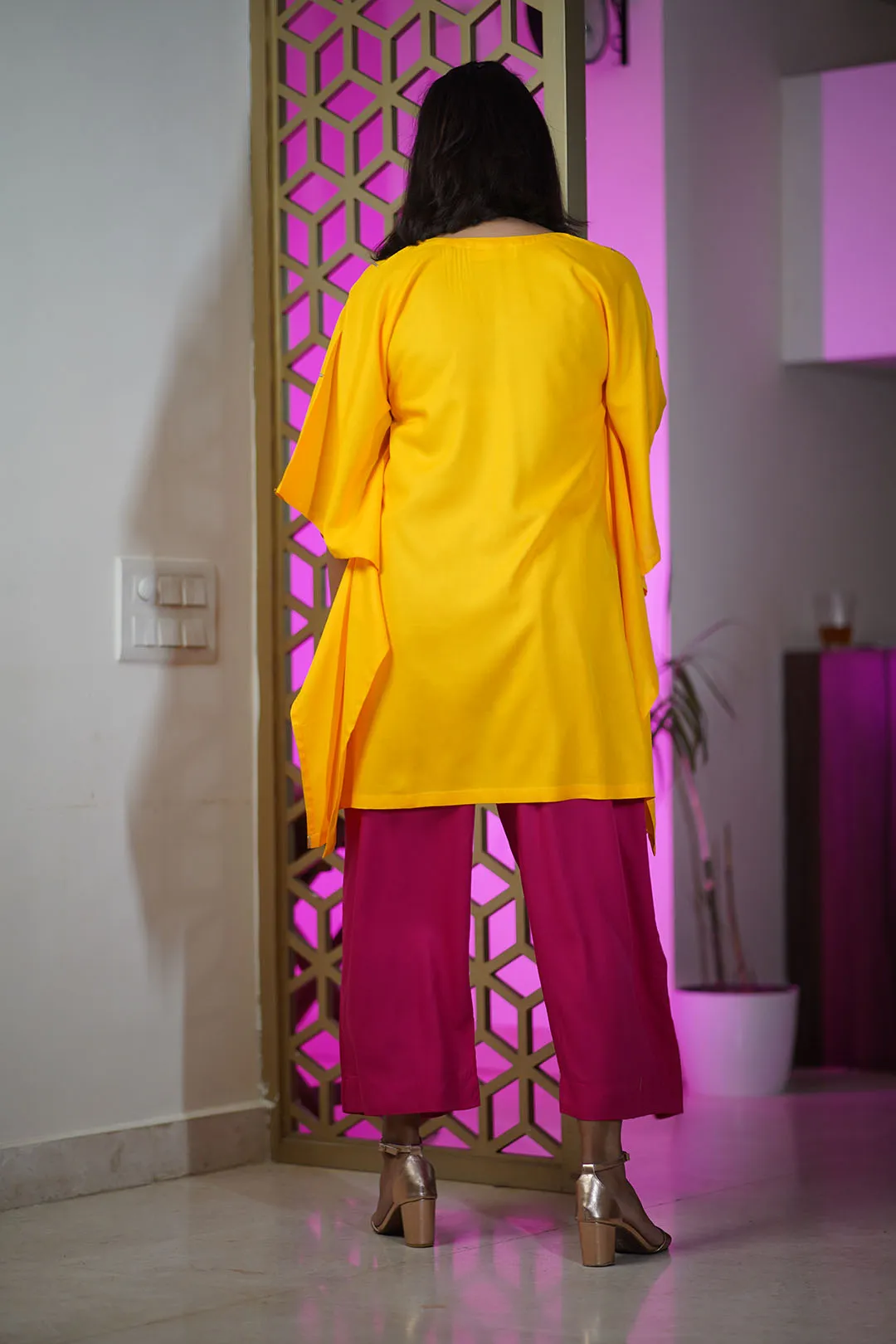 Yellow Festive Kaftan Kurta - Manjal