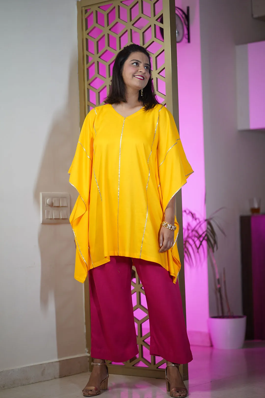 Yellow Festive Kaftan Kurta - Manjal