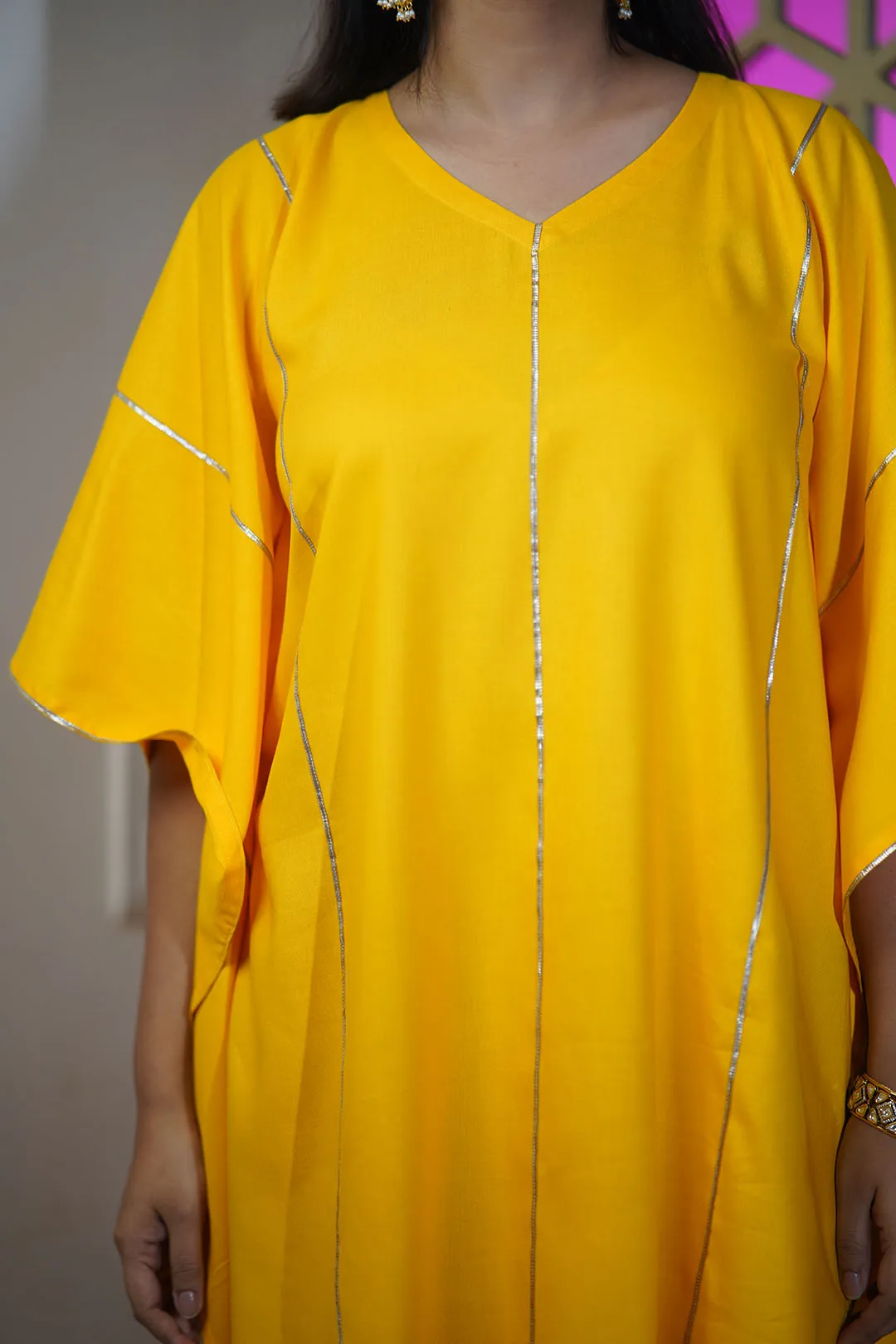 Yellow Festive Kaftan Kurta - Manjal