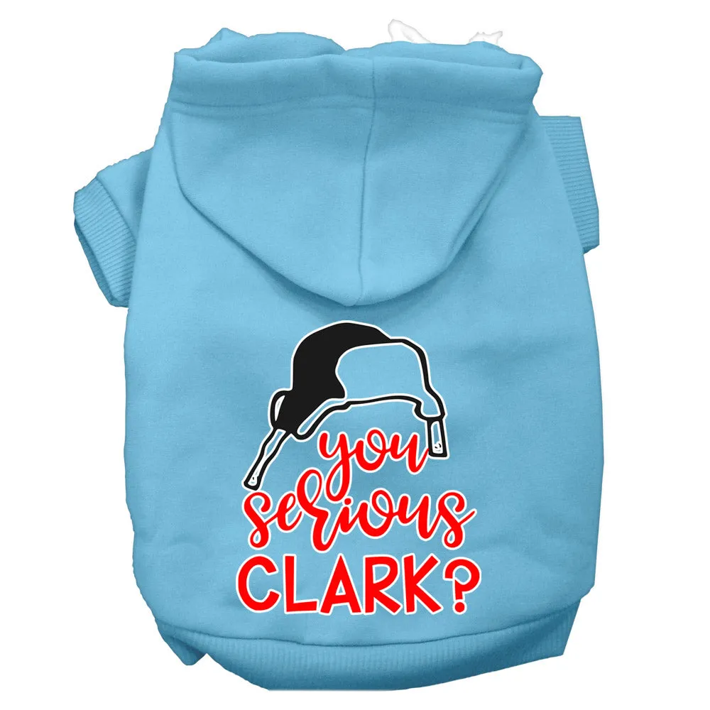 You Serious Clark? Screen Print Dog Hoodie Baby Blue Xl